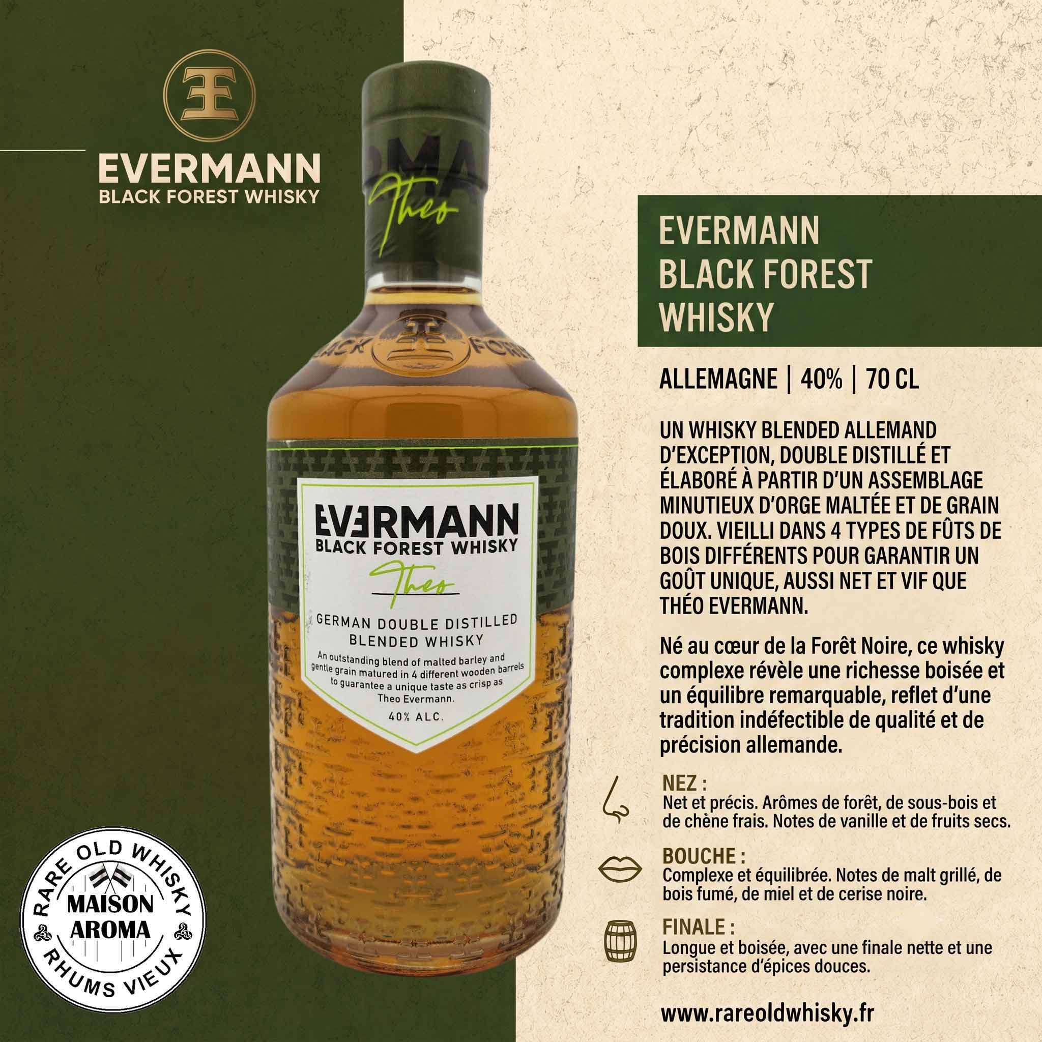 EVERMANN Black Forest Whisky - Édition "Theo" - ALLEMAGNE - 40% 1 whisky moderne allemand theo