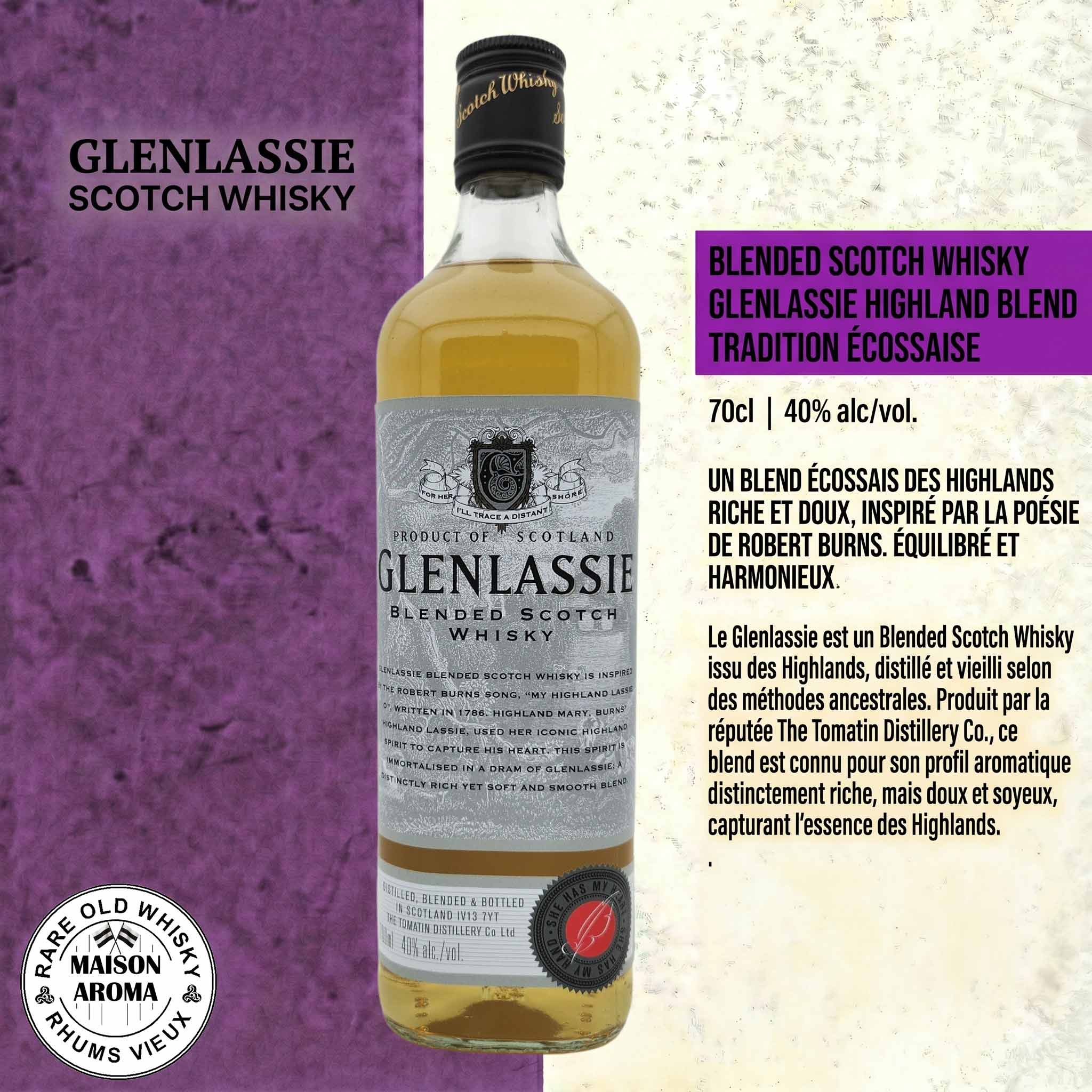 GLENLASSIE - Blended scotch whisky - Ecosse - 40% 1 GLENLASSIE - Blended scotch whisky
