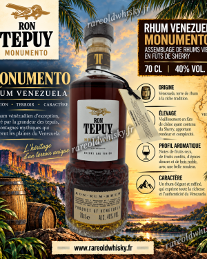 Ron Tepuy Monumento, rhum du Venezuela 40% – 70 cl