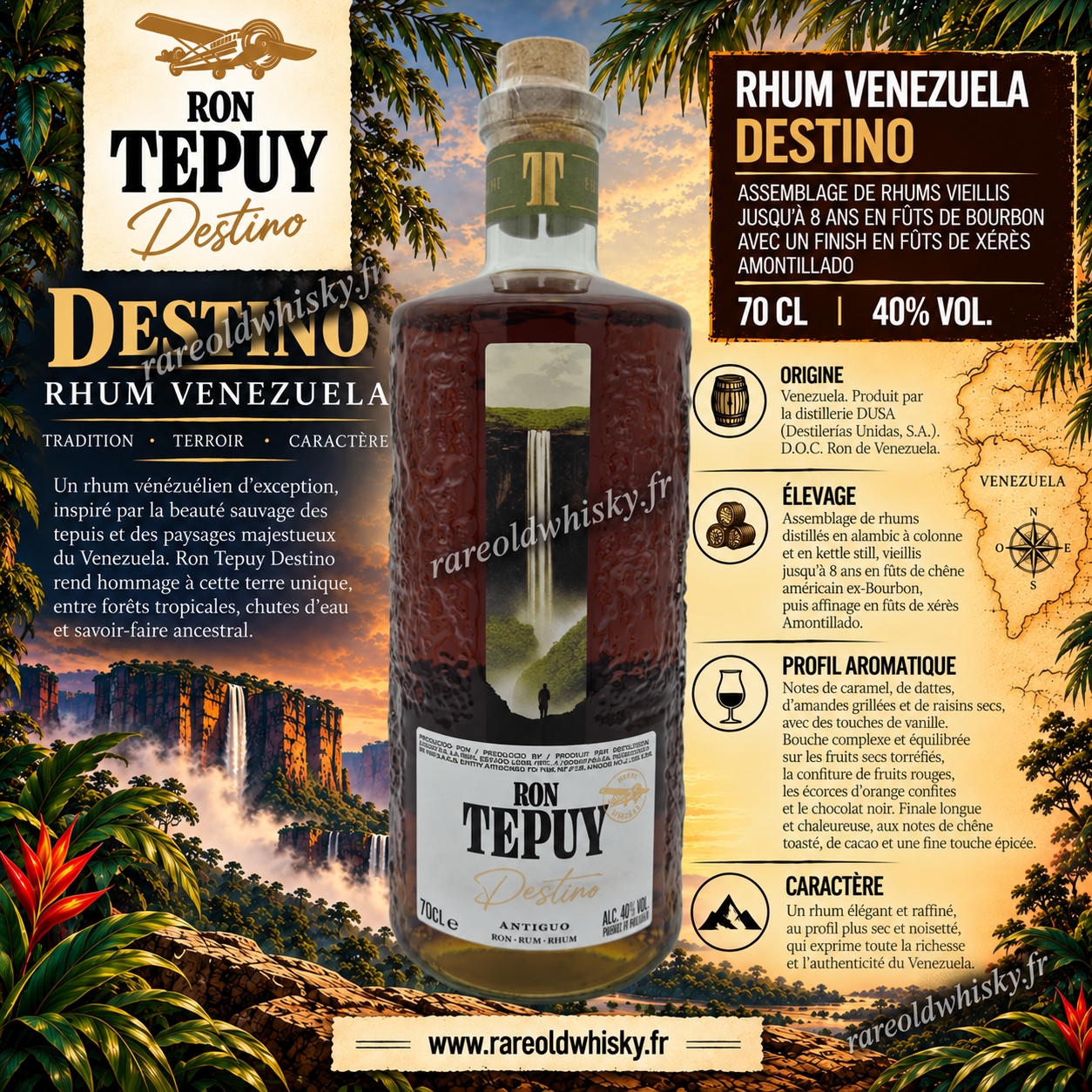 Ron Tepuy Destino – Rhum du Venezuela – 40% 1 Ron Tepuy Destino rhum du Venezuela 40% 70 cl